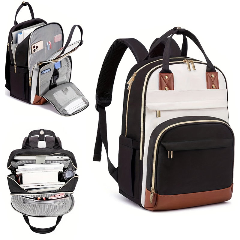 Canvas Backpack Casual - กระเป๋าเป้สะพายหลังผู้หญิงหลากสี สายสะพายไหล่ปรับได้ ออกแบบโดยสายการบิน ช่องใส่ของสองช่อง ใส่แล็ปท็อปและแท็บเล็ตได้