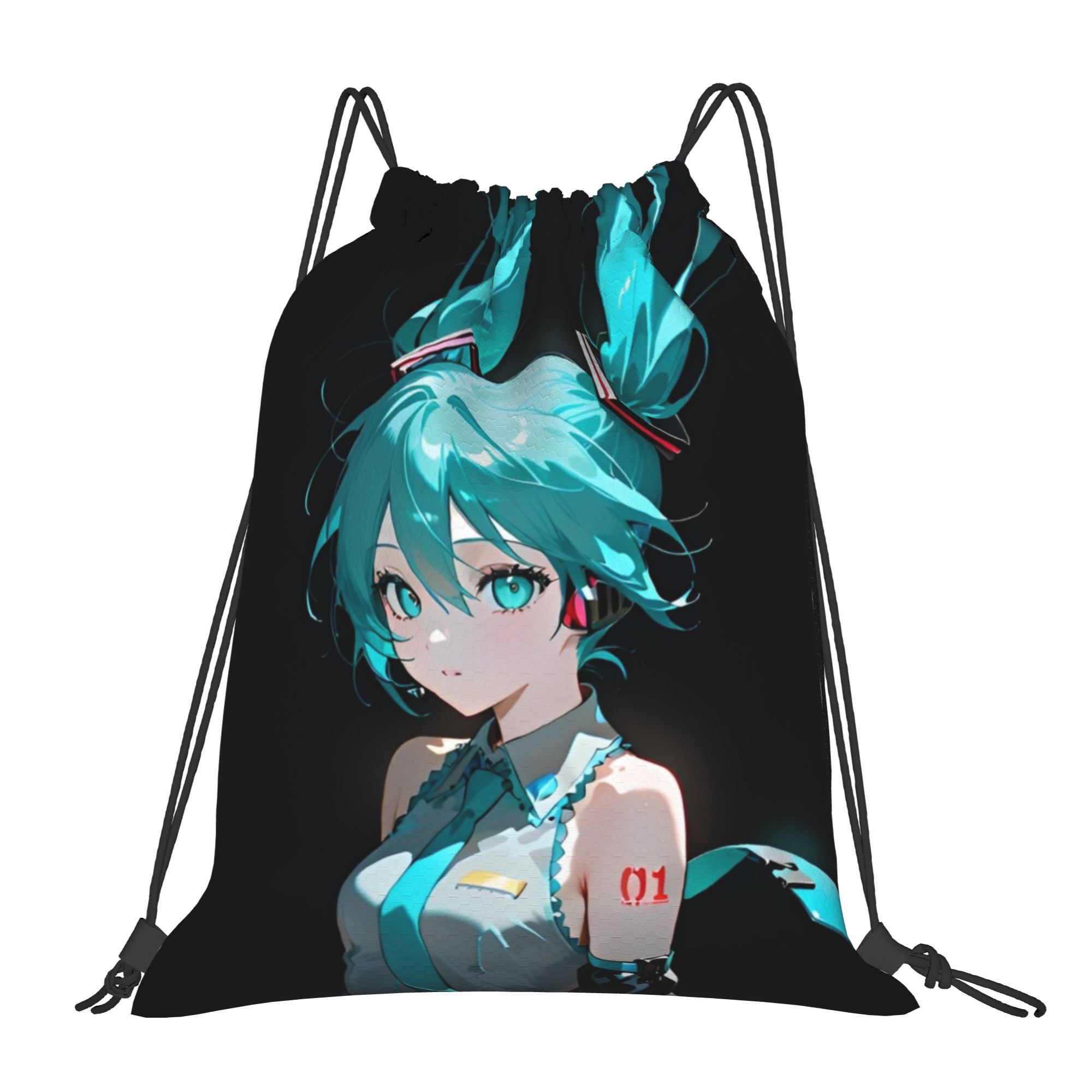 Drawstring Gym Bag - H-Hatsunes Mikus Bag กระเป๋าเป้สะพายหลังแบบมีเชือกรูดกระเป๋าใส่ของสำหรับออกกำลังกายแบบกันน้ำสำหรับออกกำลังกาย 36 ซม.