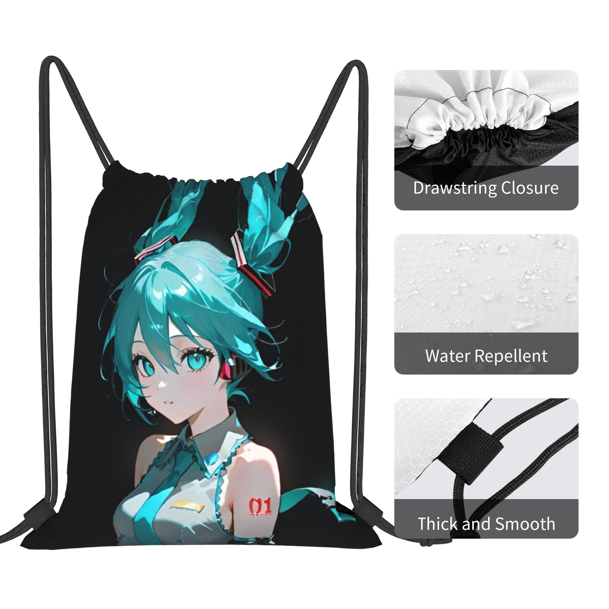 H-Hatsunes Mikus Bag กระเป๋าเป - Drawstring Gym Bag บทวิจารณ์และราคา